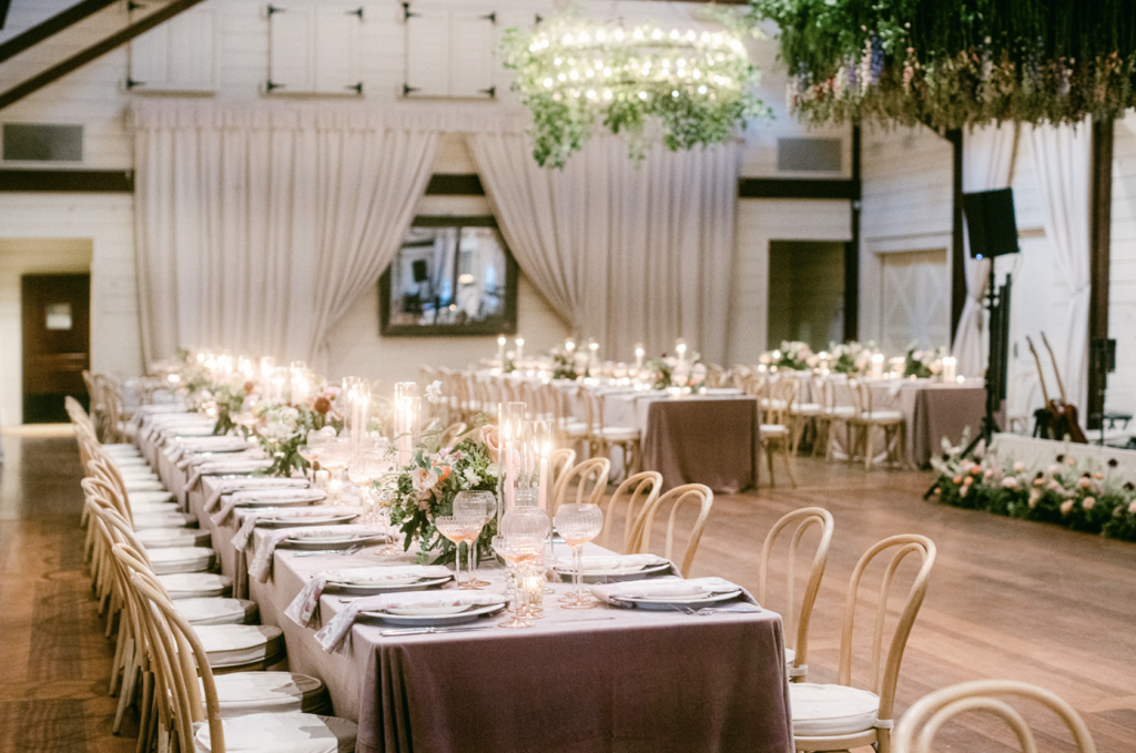 wedding reception space with florals